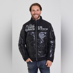 Camp David Men's Winter Jacket Black Nautical Biker Puffer Mix Material Size XL